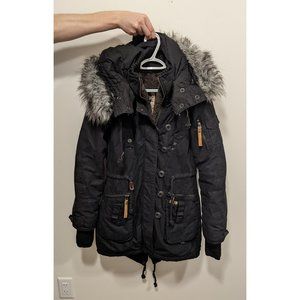 Khujo Hooded Utility Winter Parka in Black